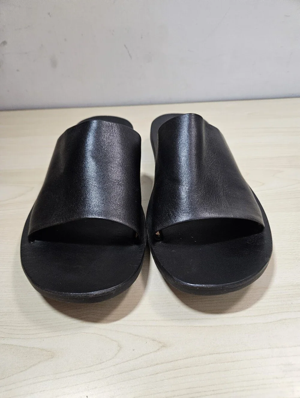 whoop-de-doo Italian Leather Shower Sandals Open Toe Black 19447175 Japan Men 40